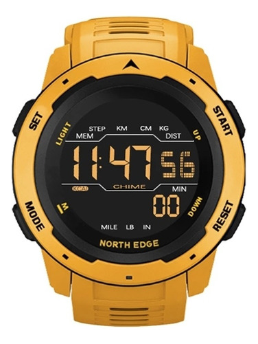 Reloj Digital Deportivo North Edge Mars Waterproof 50 Mt Color de la correa Amarillo