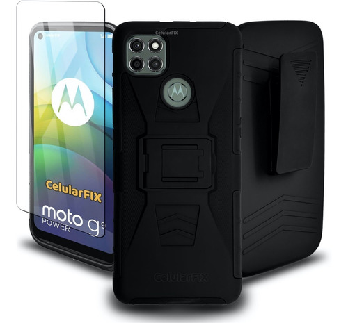 Funda Protector P/ Moto G9 Power, Uso Rudo Clip C/ Mica 