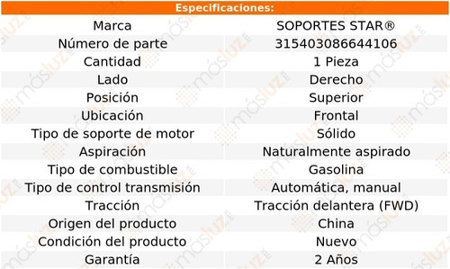 1) Soporte Motor Del Der Sup Tiida 1.8l 4 Cil Aut, Std 07/18