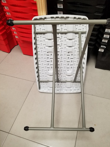 Mesa Plegable Camping Jardin Balcon Metal Y Pvc Blanca