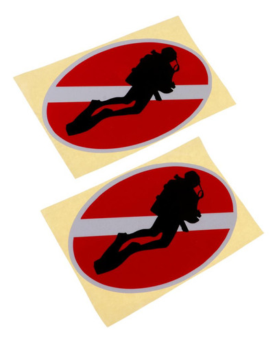2 Piezas Etiqueta Engomada Buceo Con Accesorios Diver Down