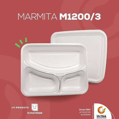 Imagem 3 de 3 de Marmiteiro Paris Isopor M1200ml Com 100 Unidades Darnel/ultr