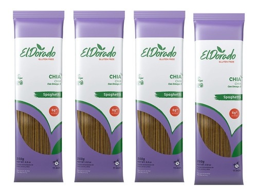 Spaghetti De Chía Gluten Free El Dorado 4 Pzs C/u 250 G