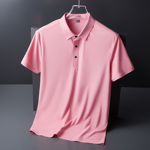 Polo De Manga Corta Para Hombre, De Seda Helada, Antiarrugas