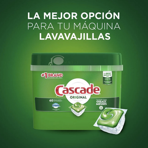 Imagen 2 de 10 de Detergente Lavavajillas Cascade Capsulas Caja Plástica X 60u