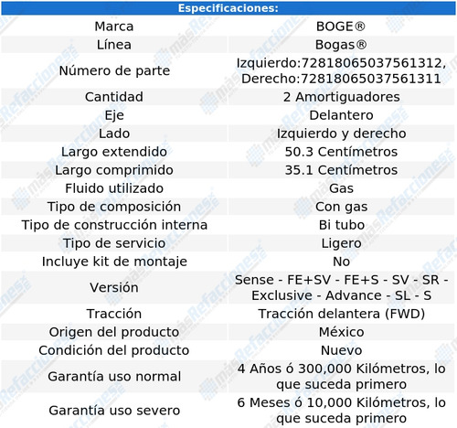 Par Amortiguadores Gas Del Sentra L4 1.8l 13 Al 19 Boge