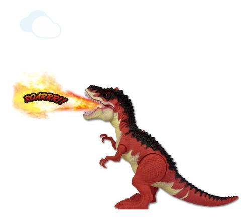 Dinosaurio Camina Luz Y Sonido Bota Huevos Y Vapor 40 Cm Personaje Dinosaurio Rojo