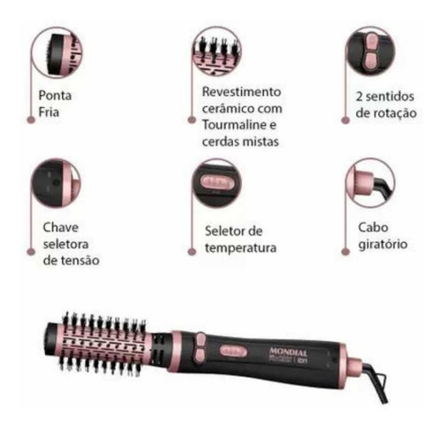 Imagem 5 de 5 de Escova Rotativa Infinity Íon Mondial Seca Modela Alisa
