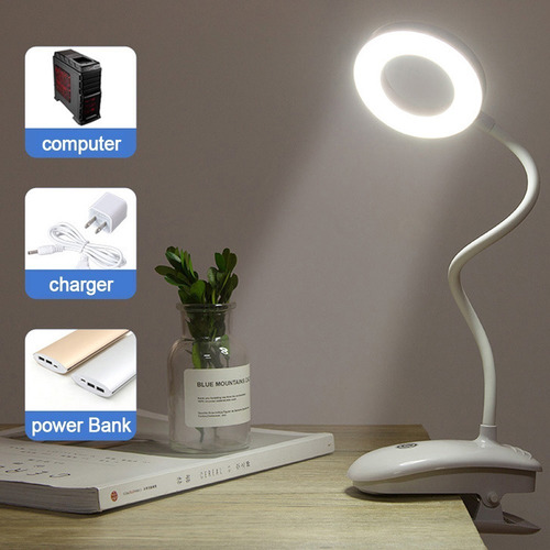 Lampara De Mesa Plegable 8w 3800k - 4200k Usb Tipo Anillo