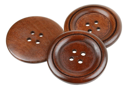 Cotowin 10pcs Brown 4 Agujeros Botones Grandes De Madera De