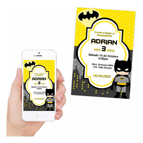 Invitación Digital Cumpleaños Batman