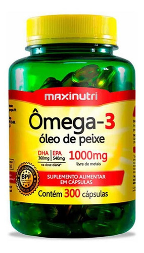 Omega 3 Óleo De Peixe 300 Capsulas 1000mg Maxinutri
