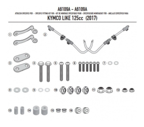 Kit Anclaje Especifico 6109a Kymco Like 50-125-150 Givi