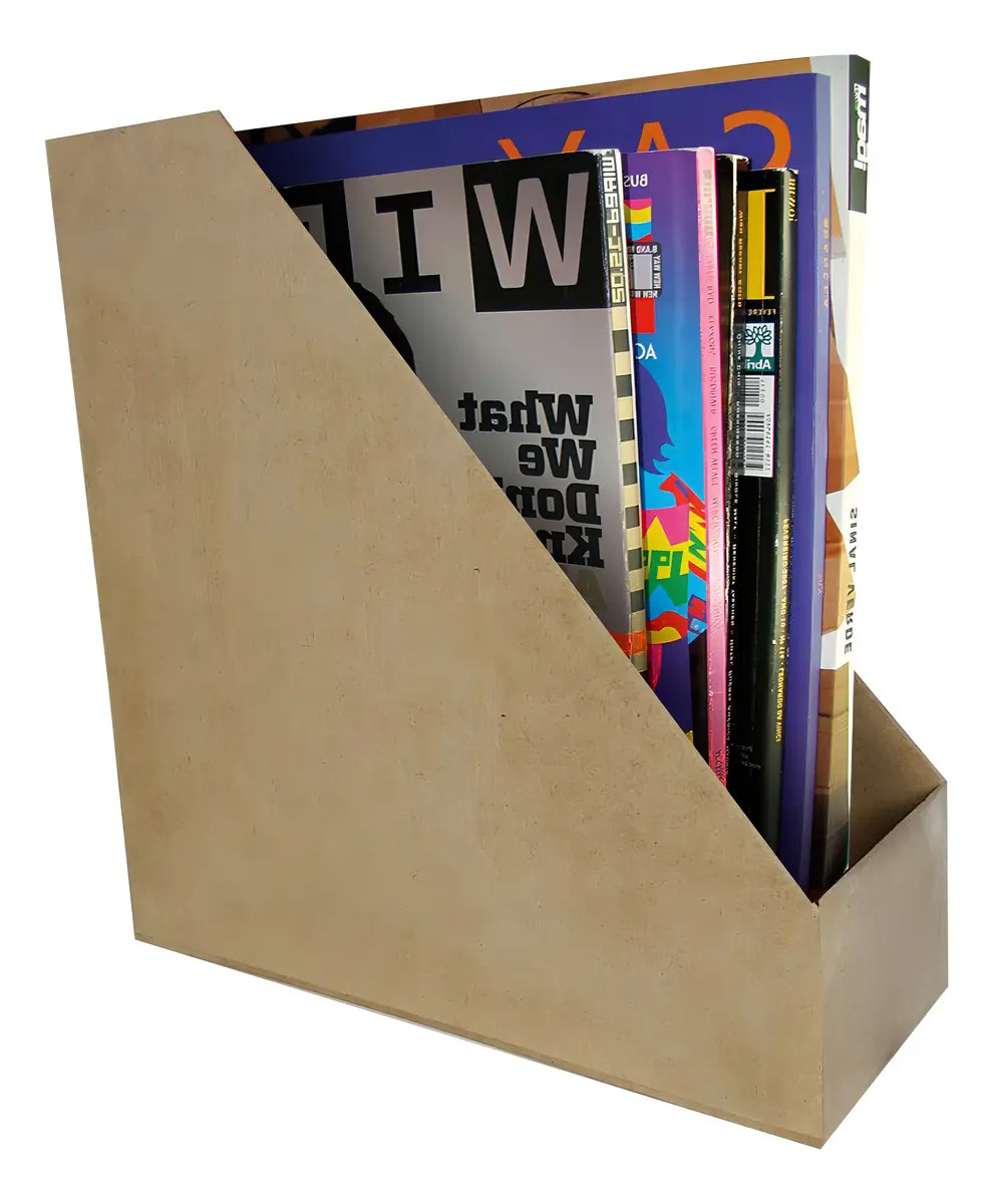 Porta Revistas Ou Livros 28x11x30 Mdf Madeira Cor Mdf Cru