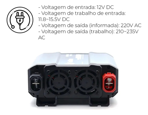 Inversor De Voltagem Potência 1200w 220v Tech One P/ Carros