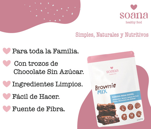 Harina Brownies Con Chocolate Sin Azúcar Soana 400g