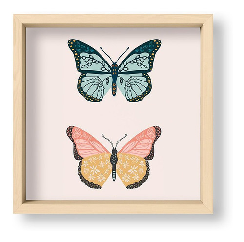 Cuadros Decorativos 20x20 Box Natural Cute Mariposas