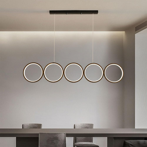 Luminária Led Pendente Moderno Mesa Cozinha Lustre Em Circulo Preto 3 Tons Dimmer Luxo Casa Attract 4x4sc