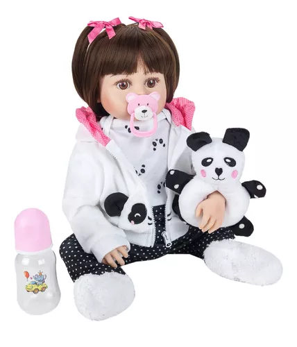 Boneca Bebê Reborn Princesa 100% Silicone Com Cílios Roupa Rosa 55cm -  Brastoy