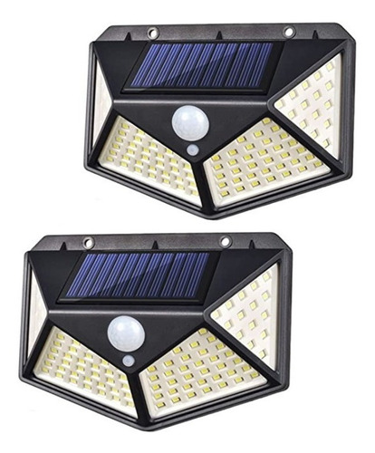 Foco Led Exterior Solar De Pared Sensor Movimiento Pack X2