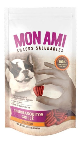 Snack saludables para perros Mon Ami churrasquito grillé x 75gr