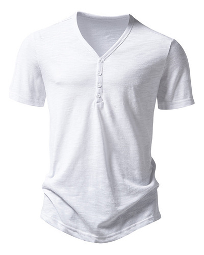Playera De Manga Corta De Algodón De Bambú Con Cuello En V P