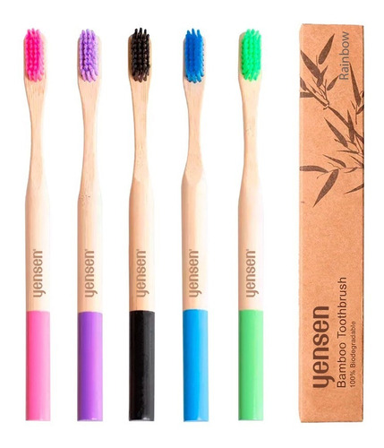 X1 Cepillo De Dientes De Bambú Biodegradable Yensen Rainbow