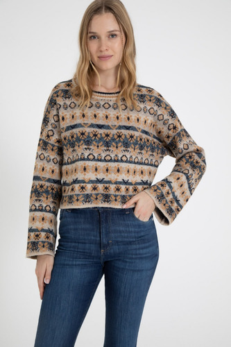 Sweater System Basic Jacquard Silvestre Para Mujer