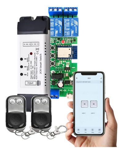 Interruptor Inteligente Wifi+2 Controles-2 Canales-7 A 32vdc
