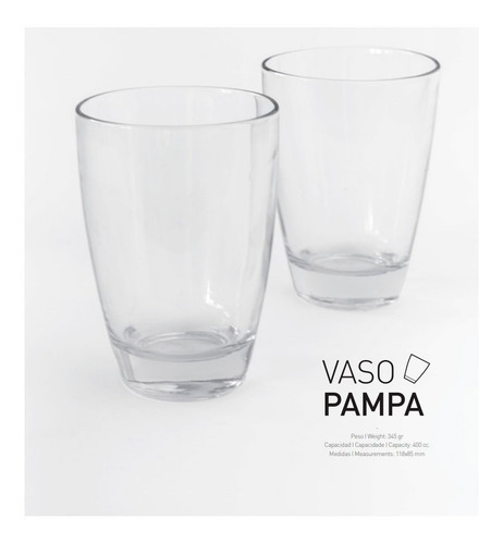 Imagen 3 de 10 de Vaso Alto De Vidrio Pampa Durax 400 Cc X12 Kuchen