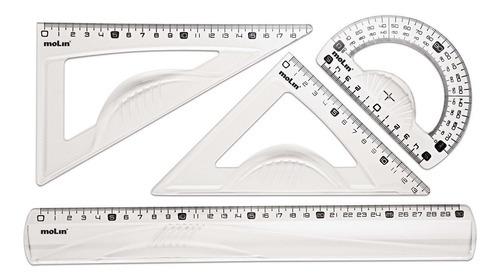 Conjunto Geométrico Régua Transferidor Esquadro C/4un Molin