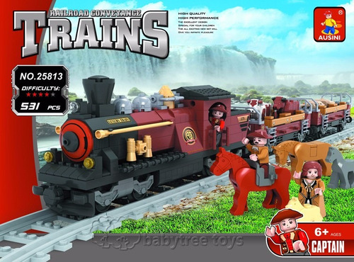 Tren Del Viejo Oeste Y Caballeria, Mod Lego, 531 Pcs, Ausini