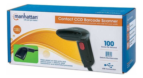 Lector Código Barras Haz 80mm Ccd Usb Negro Manhattan 401517