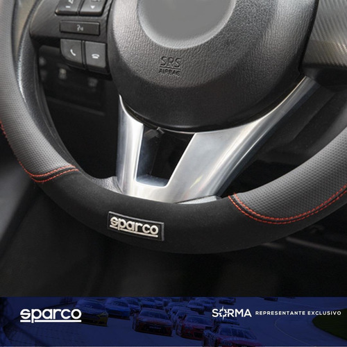 Imagen 4 de 10 de Cubre Volante Sparco Pvc+ Gamuza+ Caucho Ajuste Universal
