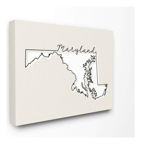 Stupell Industries Maryland Home State Map Neutral Print Des