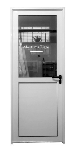 Puertas Aluminio Blanco 70x200  1/2 Vidrio Entero 4mm