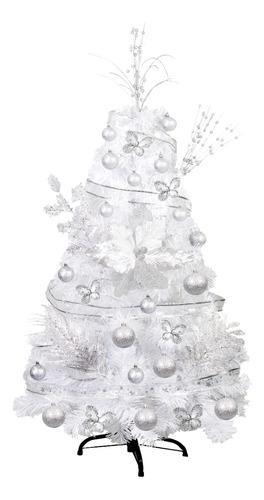 Árbol Navidad Canadian Blanco 1,20 Kit Lujo 31 Plata Sheshu