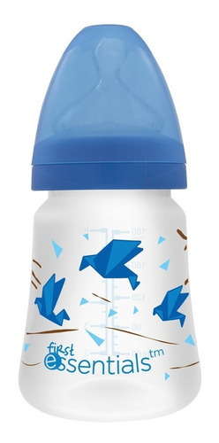 Tetero Ortodóntico Boca Ancha 6oz T1 First Essentia G100921 Color Azul Aves
