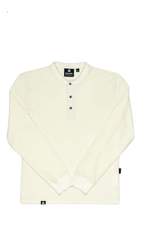 Polo Manga Larga Hombre Cuello Henley Stealth Blanco
