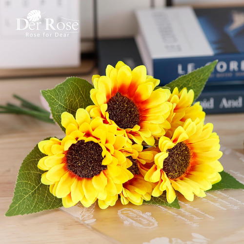 Meiliy 6 Ramo De Girasoles Artificiales Con Tallos Para Boda