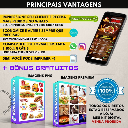 Cardápio Espetinho - Digital E Folha A4 P/ Impressão + Bônus