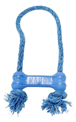 Brinquedo Para Cachorro Kong Puppy Goodie Bone Com Corda Pp Cor Azul