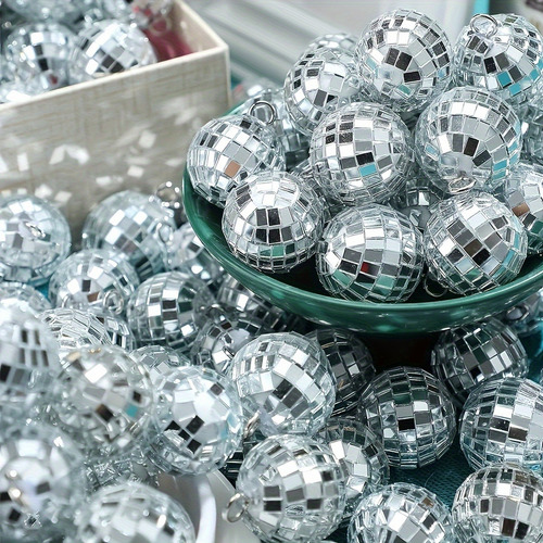 8pcs Elegantes Adornos En Forma De Minibola De Discoteca
