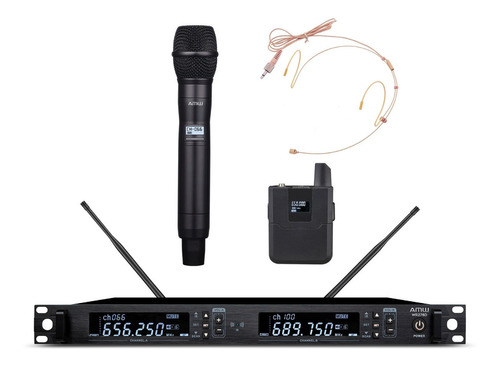Amw Bm500 Microfone Sem Fio Uhf Digital Bastão Auricular Cor Preto