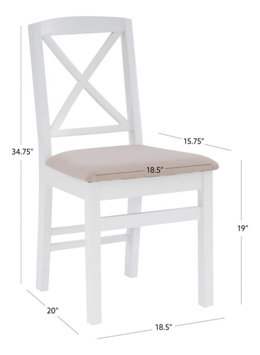 Silla Tapizada De Comedor X-back Blanco Y Beige Juego De Dos