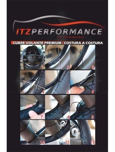 10off Cubre Volante Cuero Cocido Itz Funda Premium Costura