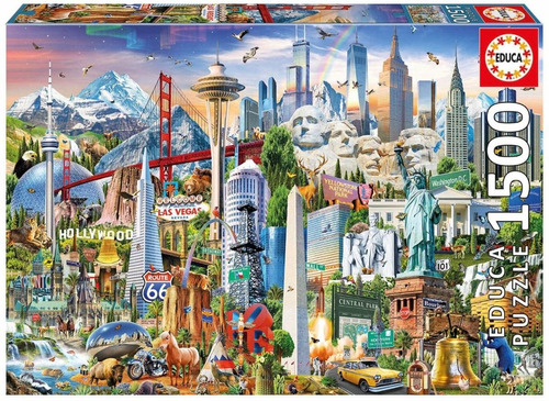 Imagen 1 de 5 de Rompecabeza Puzzle Educa 1500 Pieza Símbolo De Norte América