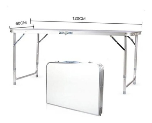 Imagen 3 de 7 de Mesa Plegable Blanca Transportable Lavable Camping 120x60cm