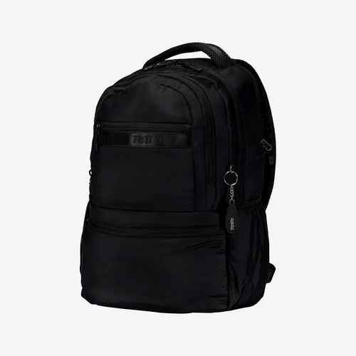 Mochila Grande Totto Laptop 13'' C/bolsillo Secreto Color Negro Diseño De La Tela Lisa