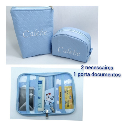 2 Necessaires + Porta Documentos Personalizados